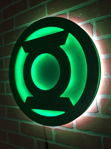 NEW!!! Dual Color LED Justice League Green Lantern Corps Illuminated LED Superhero Logo for Mancave Game room or Child's Bedroom