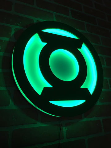 NEW!!! Justice League Green Lantern Corps Illuminated LED Superhero Logo for Mancave Gameroom or Child's Bedroom