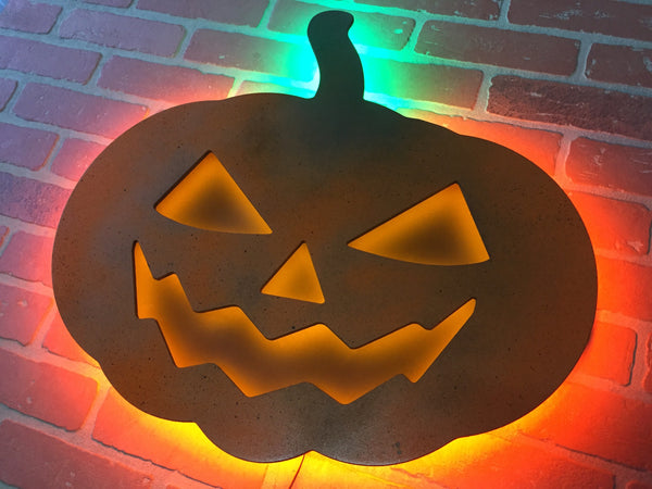 Illuminated LED Halloween Pumpkin Jack-O-Lantern Wall Art Decor