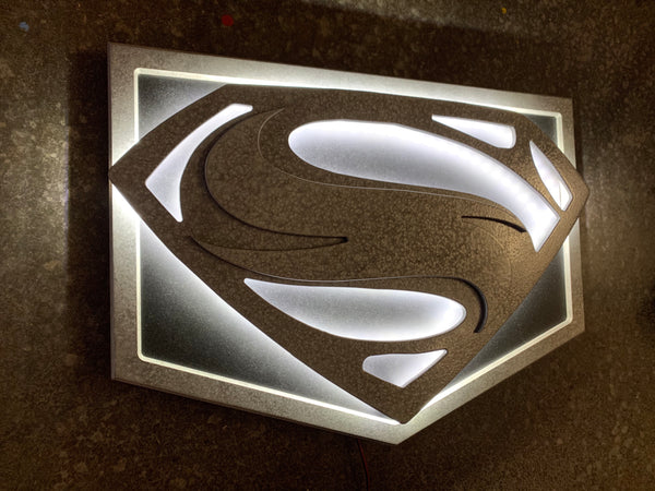 Man of Steel Superman Snydercut illuminated LED superhero wall art decor for mancave or gameroom