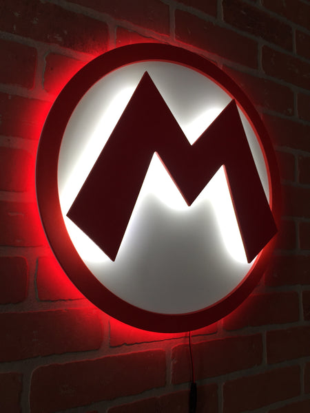 NEW!!! Dual Color LED Illuminated Super Mario Brothers Nintendo Logo Night Light for Mancave Game room or Child's Bedroom