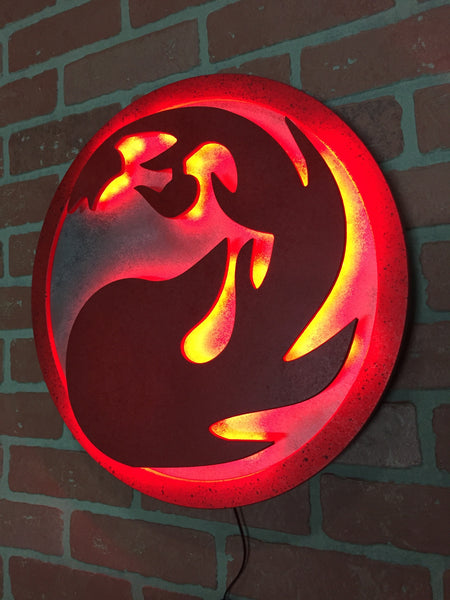 Magic the Gathering Illuminated LED Red Flaming Fireball Impulse Chaos Mana Symbol for Mancave or Child's Bedroom