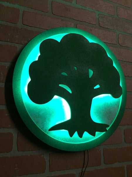 Magic the Gathering Illuminated LED Green Instinct Interdependence Mana Symbol for Mancave Game room or Child's Bedroom