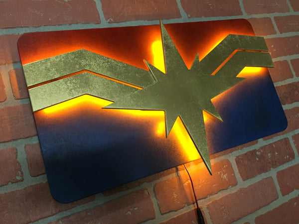 NEW!! Marvel Superhero Captain Marvel Illuminated Led Logo for Mancave, Game room or Child's Bedroom