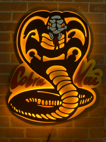 Illuminated LED backlit Cobra Kai logo for Mancave, Bar or Garage