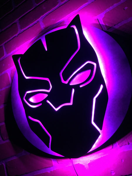 NEW!!! Black Panther Illuminated LED Comicbook Superhero Mask Silhouette Night Light for Mancave or Child's Bedroom