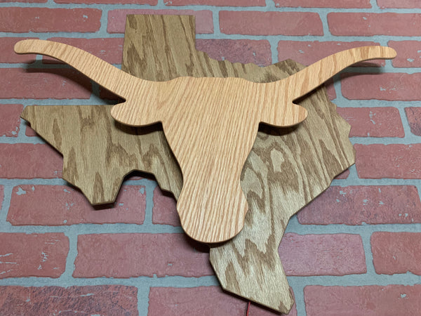 Texas Longhorns Wooden Illuminated Rustic LED Wall Art for Mancave, Game room, Bar or Garage