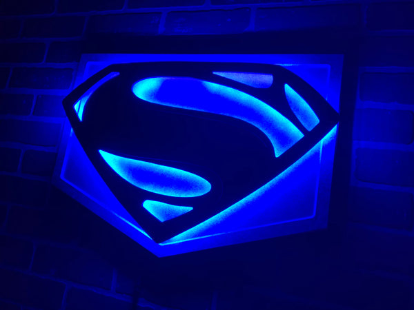 NEW!! Justice League Movie Man of Steel Superman Illuminated LED Superhero Logo Mancave Sign Nightlight