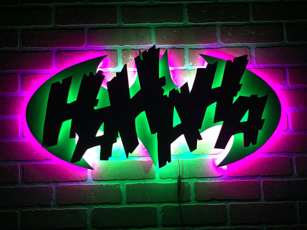 Comic Book Superhero Villain Batman Joker HaHaHa Illuminated LED Neon Sign for Mancave or Night Light for Child's Bedroom