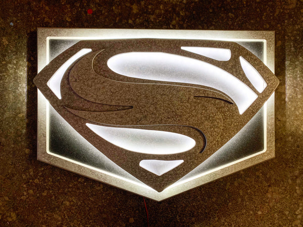 Man of Steel Superman Snydercut illuminated LED superhero wall art decor for mancave or gameroom