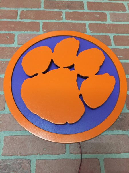 Clemson Tigers Illuminated LED Light Up Tiger Paw Neon Sign for Mancave, Game room or Child’s Bedroom