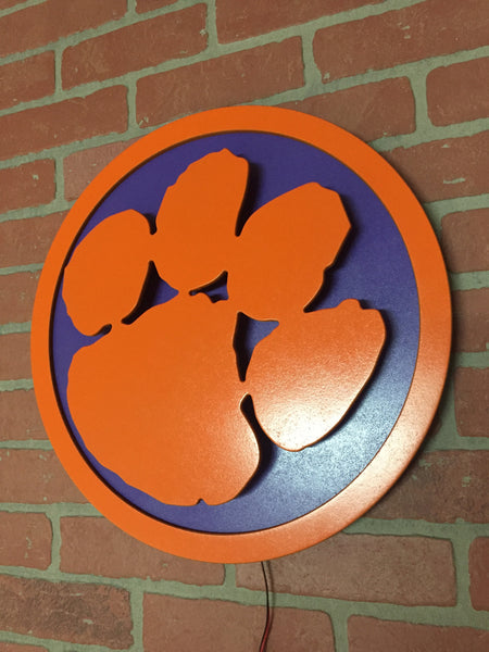 Clemson Tigers Illuminated LED Light Up Tiger Paw Neon Sign for Mancave, Game room or Child’s Bedroom