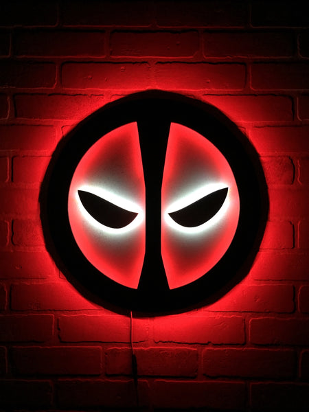 Deadpool Comic Book Superhero Illuminated Neon LED Glowing Logo Wall Art for Mancave or Night Light for Child's Bedroom!