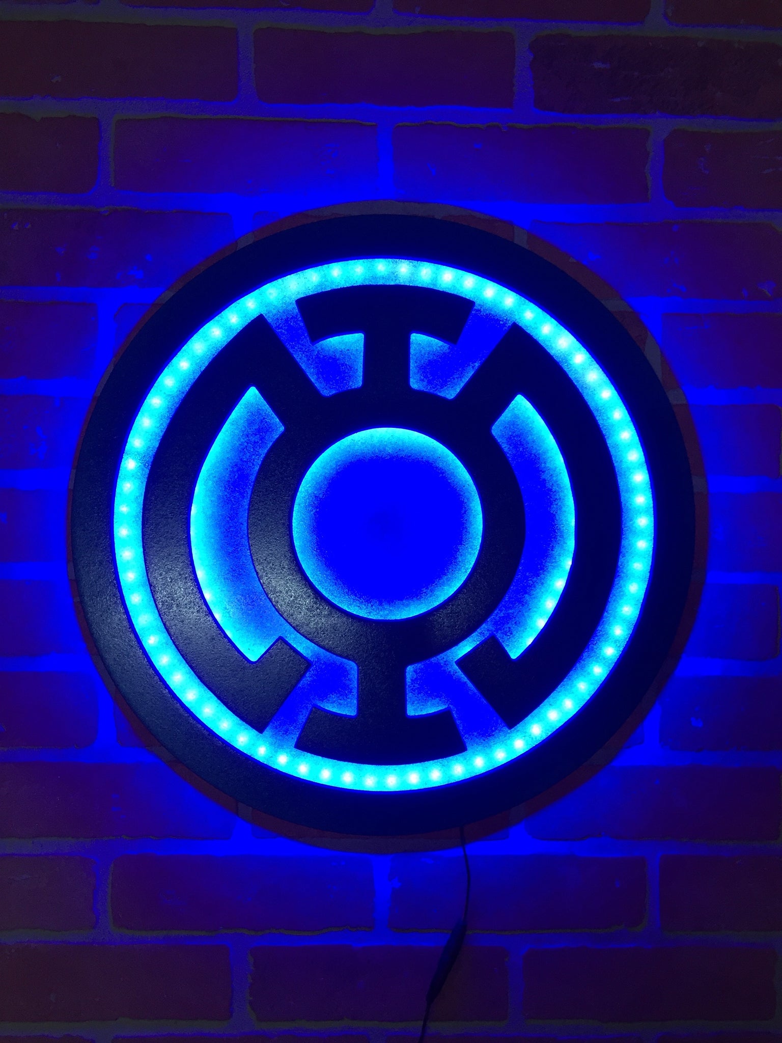 Comic Book Superhero Justice League Blue Lantern Corp Illuminated LED Neon Logo for Mancave or Night Light for Child's Bedroom