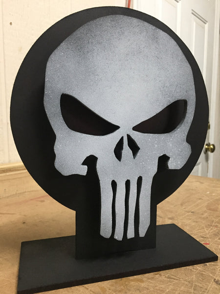 Handmade superhero The Punisher illuminated LED tabletop desktop light light for mancave or child's bedroom