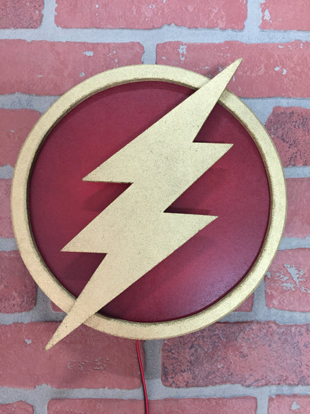 Small - Justice League The Flash LED Illuminated Superhero Logo Night Light Wall Art