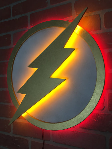 Dual Light Color Justice League The Flash LED Illuminated Superhero Logo Night Light Wall Art for mancave or boys bedroom