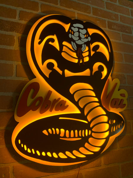 Illuminated LED backlit Cobra Kai logo for Mancave, Bar or Garage