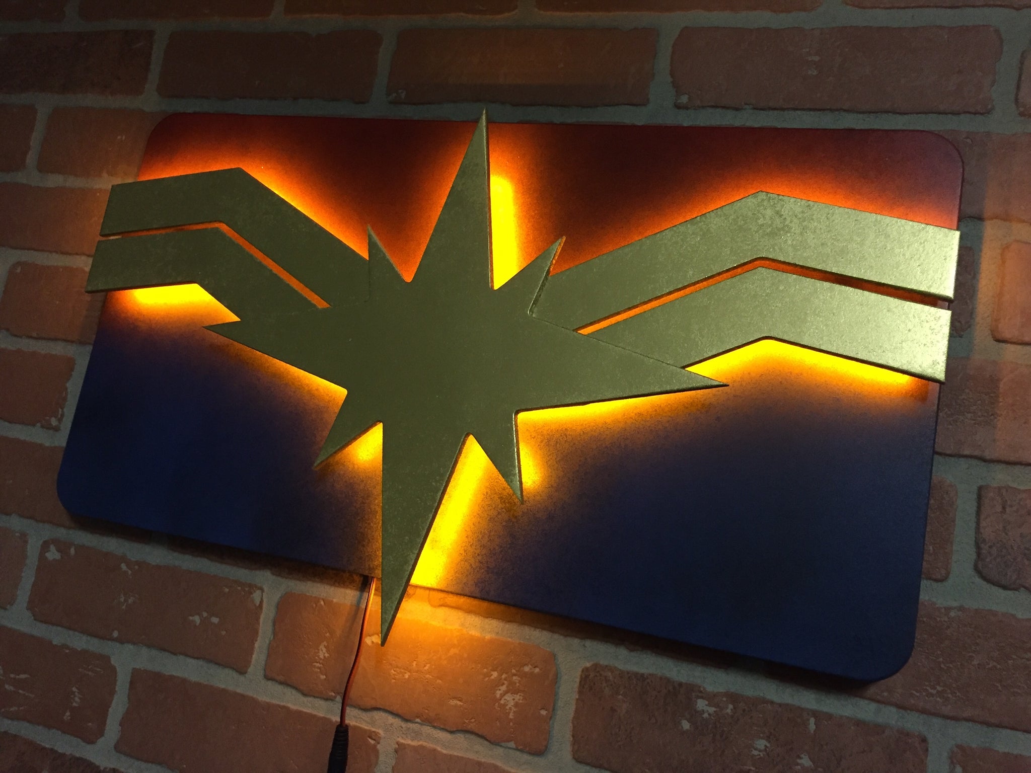 NEW!! Marvel Superhero Captain Marvel Illuminated Led Logo for Mancave, Game room or Child's Bedroom