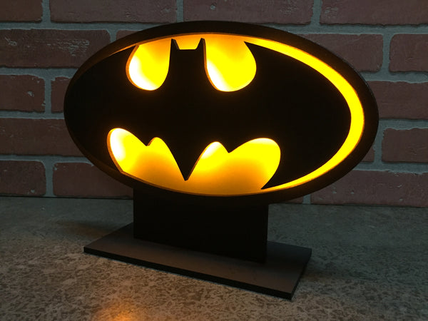 NEW!!! Classic Batman Illuminated LED Comic book Superhero Table/Desktop Self Standing Logo Night Light for Mancave or Child's Bedroom