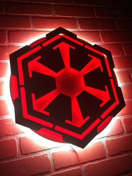 Star Wars Galactic Empire Sith Illuminated LED lit Cog Logo for child's bedroom or mancave!