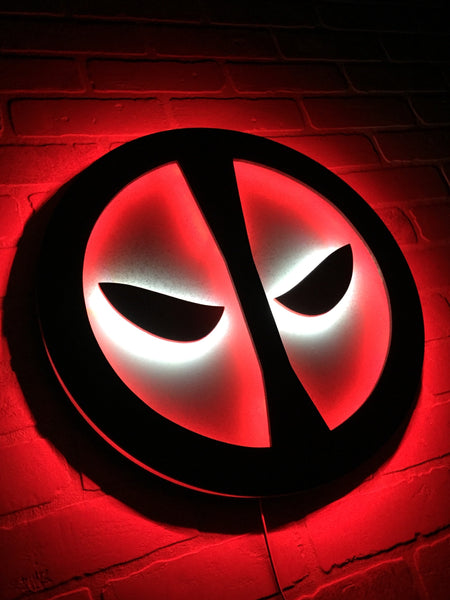 Deadpool Comic Book Superhero Illuminated Neon LED Glowing Logo Wall Art for Mancave or Night Light for Child's Bedroom!