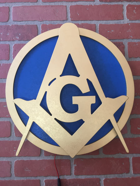 NEW!! Dual LED Color Ancient Fraternity of Free Masons Masonic Illuminated Symbol Logo for Mancave or Lodge Room