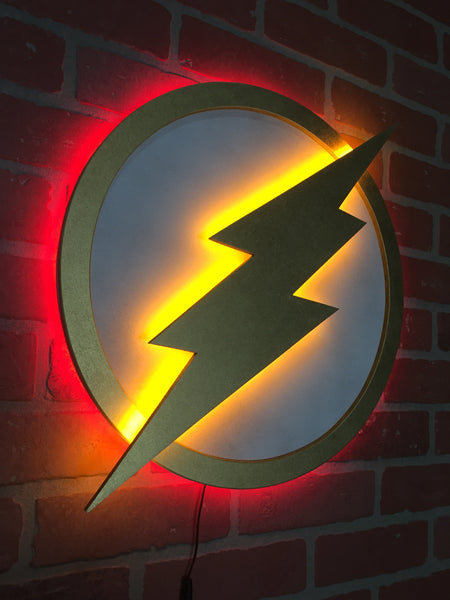 Dual Light Color Justice League The Flash LED Illuminated Superhero Logo Night Light Wall Art for mancave or boys bedroom