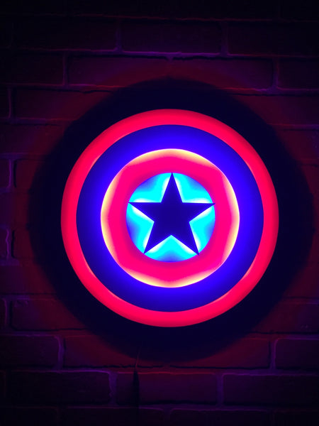 Avengers Captain America Comic Book Superhero Illuminated Neon LED Shield Logo Wall Art for Mancave or anywhere else!