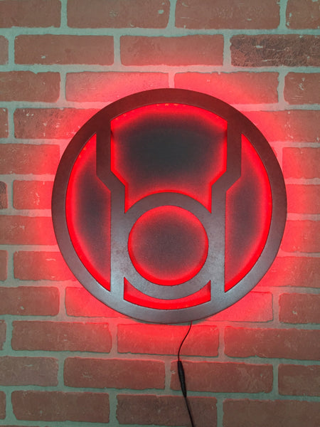 Red Lantern Corps Illuminated Neon LED Comic book Superhero Villain Logo for Mancave it Child's Bedroom