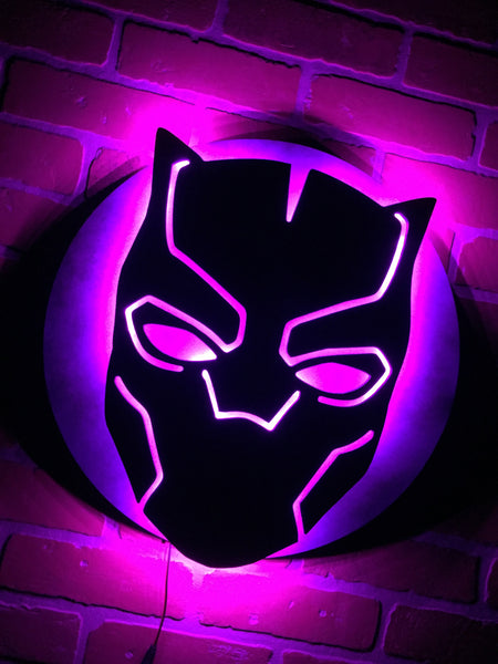 NEW!!! Black Panther Illuminated LED Comicbook Superhero Mask Silhouette Night Light for Mancave or Child's Bedroom