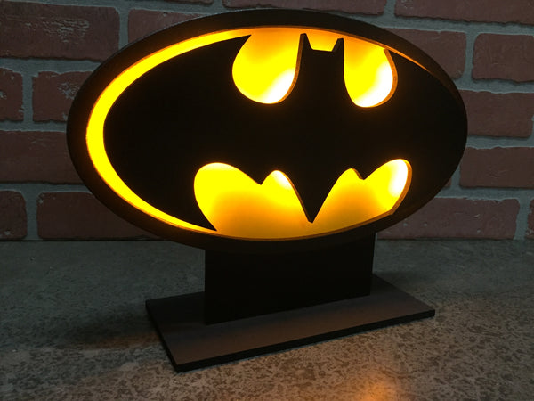 NEW!!! Classic Batman Illuminated LED Comic book Superhero Table/Desktop Self Standing Logo Night Light for Mancave or Child's Bedroom