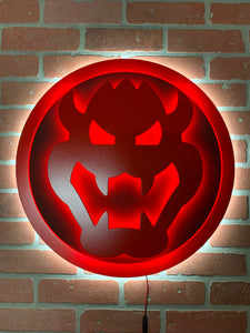 NEW!!! Dual Color LED Illuminated Bowser Super Mario Brothers Nintendo Logo Night Light for Mancave Game room or Child's Bedroom