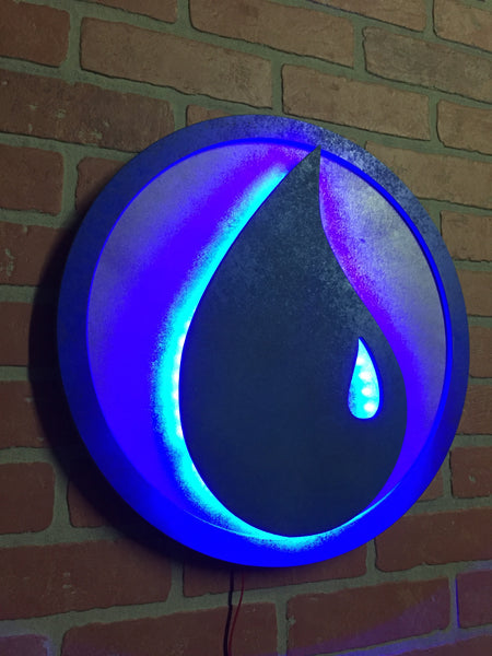 Magic the Gathering Illuminated LED Blue Logic Technology Water Mana Symbol logo for Mancave Game room or Child's Bedroom