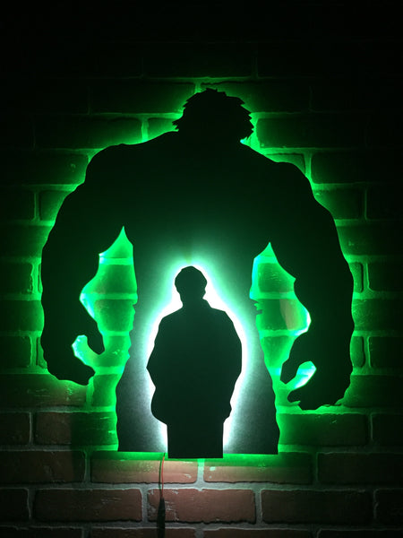 Avengers Hulk Bruce Banner Illuminated Neon Silhouette Nightlight for Mancave or Child's Bedroom