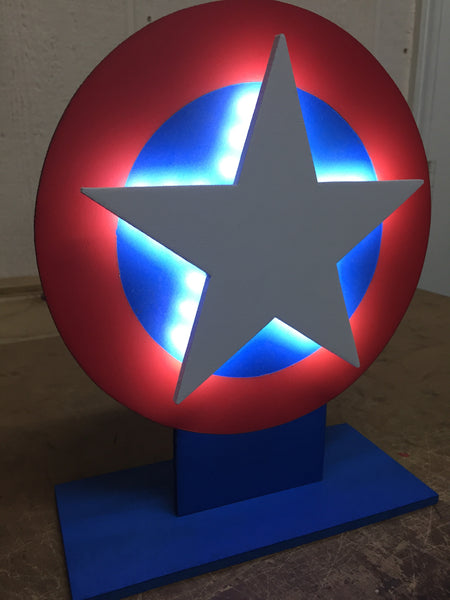 Avengers Captain America Illuminated LED Neon Superhero Shield Logo Tabletop Nightlight for Child's Bedroom or Mancave