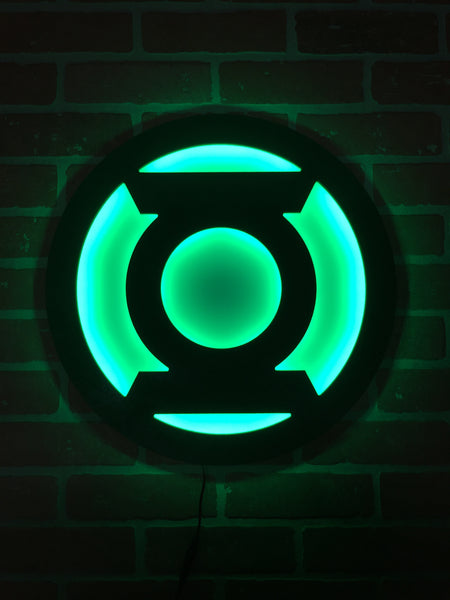 NEW!!! Justice League Green Lantern Corps Illuminated LED Superhero Logo for Mancave Gameroom or Child's Bedroom