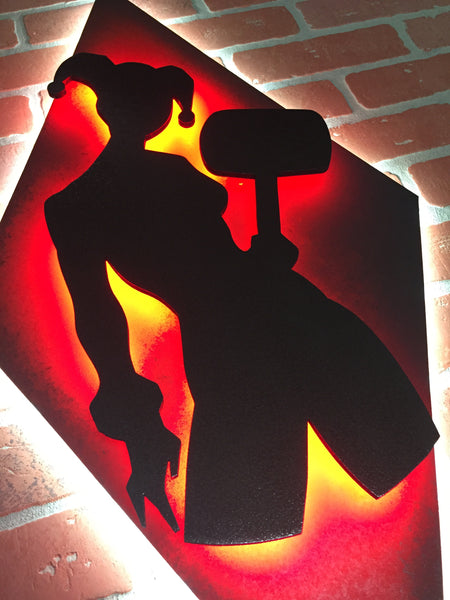 NEW!!!! Dual Color Superhero Villain Illuminated LED Light Up Harley Quinn Silhouette Night Light for Girls Bedroom or Mancave