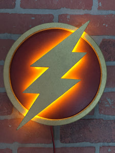 Small - Justice League The Flash LED Illuminated Superhero Logo Night Light Wall Art