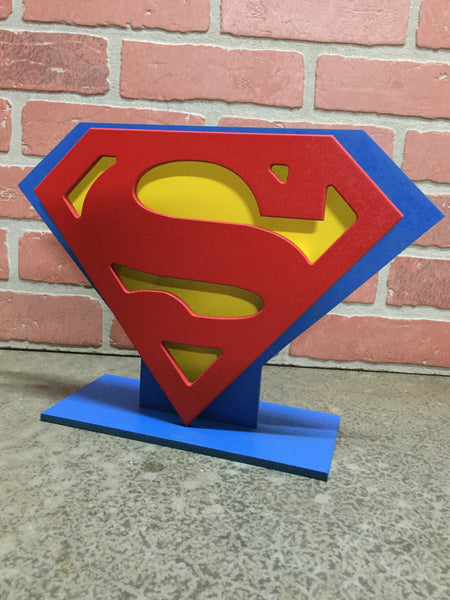 NEW!!! Superman Justice League LED Illuminated Tabletop Comic book Superhero Logo for Mancave or Child's Bedroom