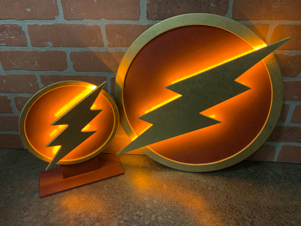 The Flash Matching Set of Illuminated LED Superhero Tabletop Wall Mount Night Lights for Mancave, Gameroom, or Children’s Bedroom