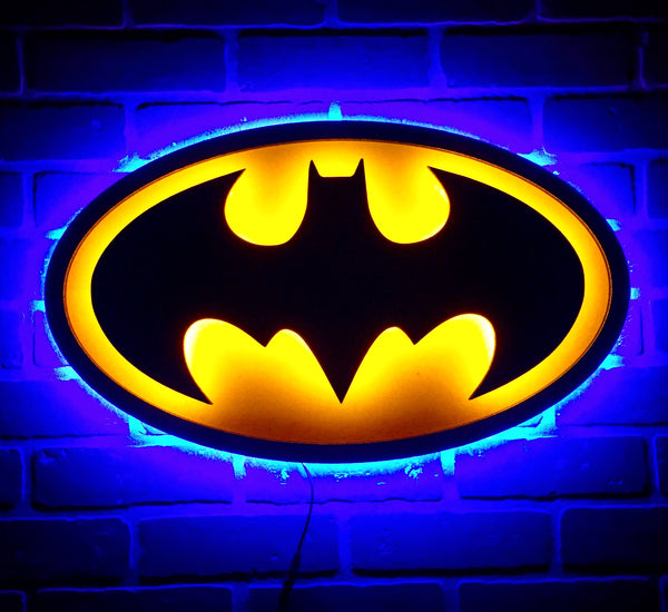 NEW!! Dual LED Color Batman The Dark Knight  Caped Crusader Illuminated Neon Superhero Bat signal Bat Logo Night Light for Mancave Game room