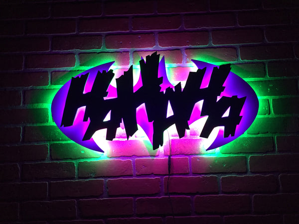 Comic Book Superhero Villain Batman Joker HaHaHa Illuminated LED Neon Sign for Mancave or Night Light for Child's Bedroom