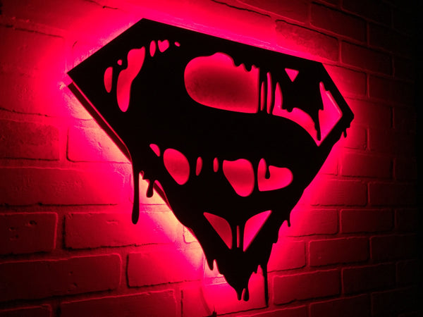 Death of Superman Illuminated Comic Book Superhero Logo for Mancave or Childs Bedroom