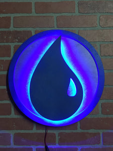 Magic the Gathering Illuminated LED Blue Logic Technology Water Mana Symbol logo for Mancave Game room or Child's Bedroom