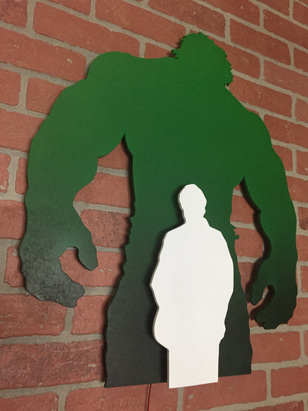 Avengers Hulk Bruce Banner Illuminated Neon Silhouette Nightlight for Mancave or Child's Bedroom