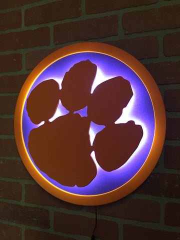 Clemson Tigers Illuminated LED Light Up Tiger Paw Neon Sign for Mancave, Game room or Child’s Bedroom