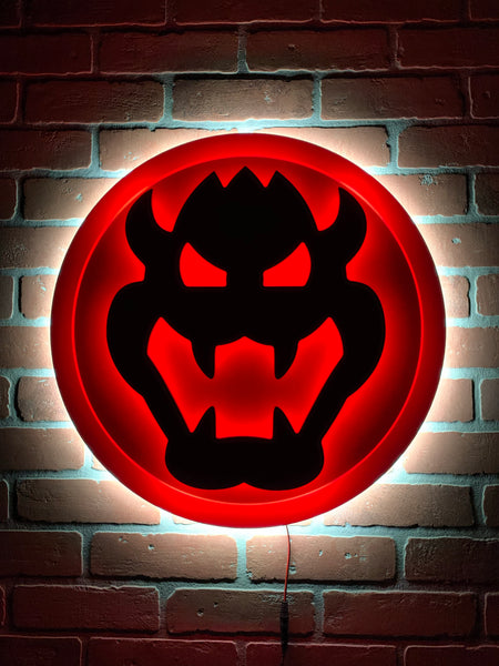 NEW!!! Dual Color LED Illuminated Bowser Super Mario Brothers Nintendo Logo Night Light for Mancave Game room or Child's Bedroom