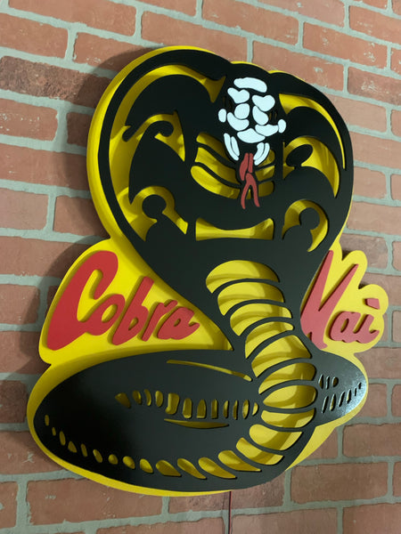 Illuminated LED backlit Cobra Kai logo for Mancave, Bar or Garage