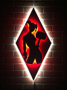 NEW!!!! Dual Color Superhero Villain Illuminated LED Light Up Harley Quinn Silhouette Night Light for Girls Bedroom or Mancave